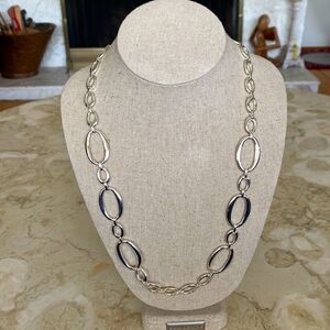 Crown Trifari Oval Link Modernist Silver Tone Necklace